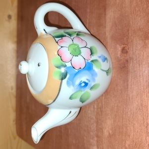 Antique Takito TT Japan Oriental SM Hand Painted Teapot Blue Rose Pink Dogwood